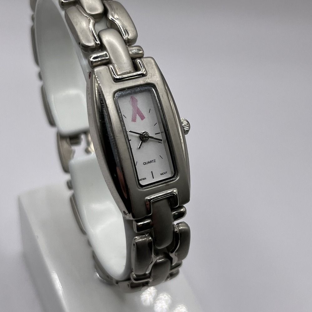 Pink Ribbon Breastโ Cancer Awareness Silver Quartz Women's Watch- New Battery